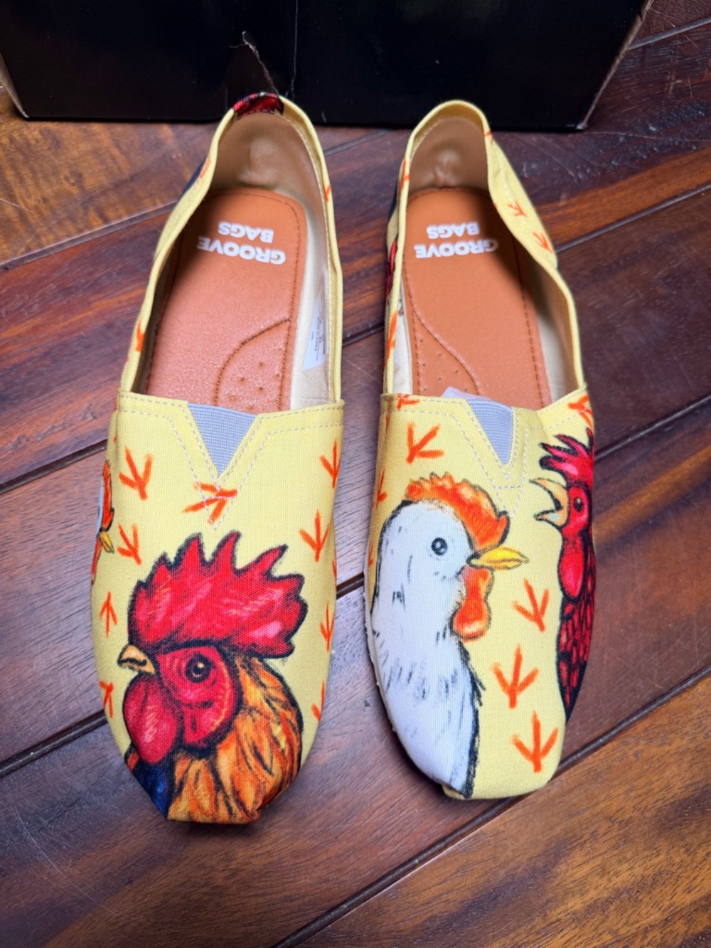 GrooveBags custom chicken slip on shoes
